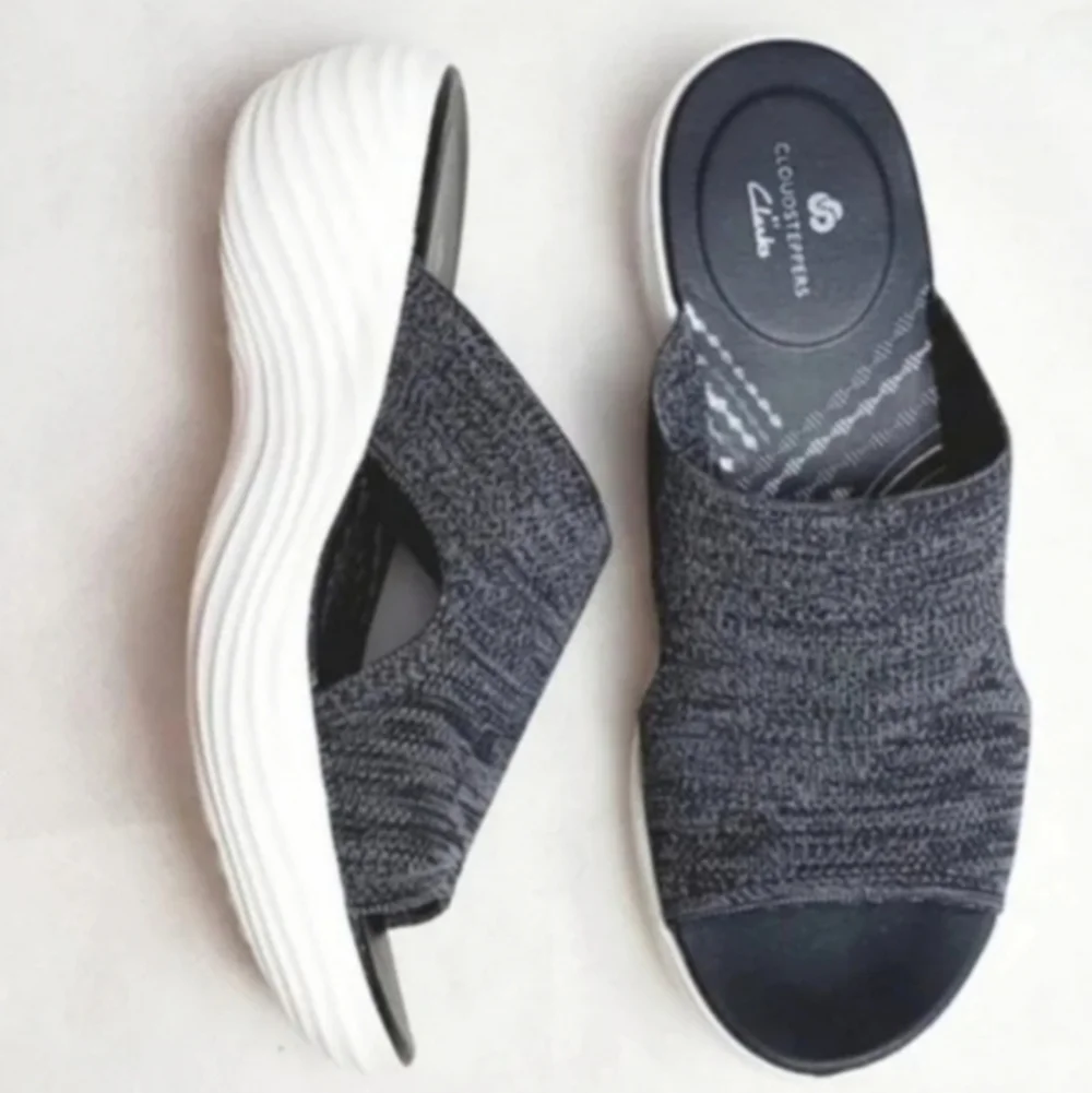 Clarks Blue and White Mules Comfortable Stylish Footwear